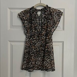 Animal Print Sheer Blouse